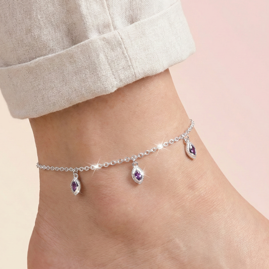 Amethyst Zircon Station Anklet