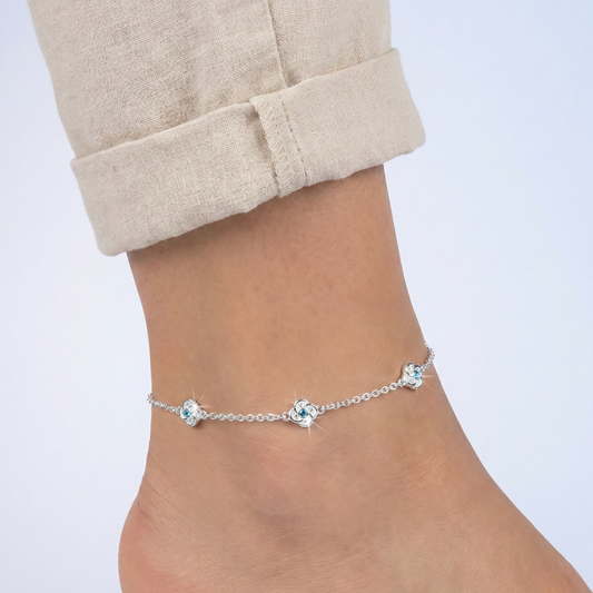 Swiss Blue Zircon Station Ankle