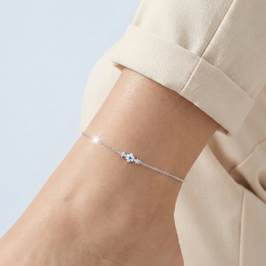 Swiss Blue Zircon Floral Anklet