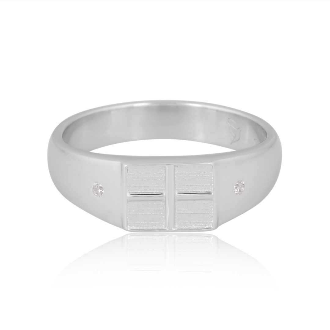 The Textured Quad Silver Band