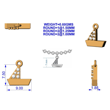 925 Silver Sparkling Paper Boat Bracelet