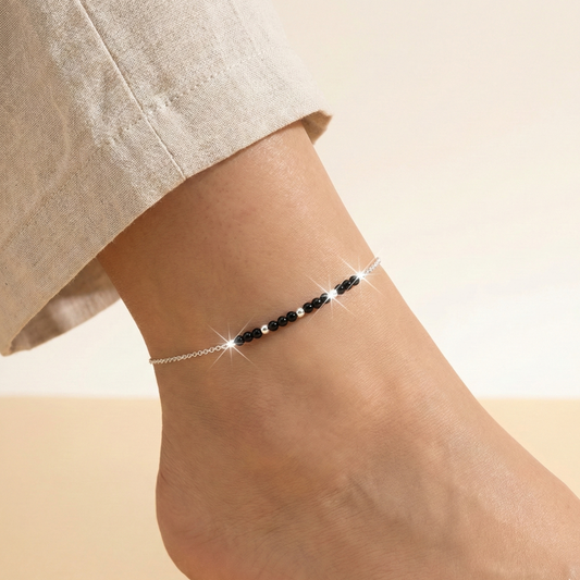 Onyx Beaded Anklet
