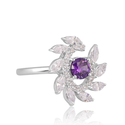 The Amethyst Solar Swirl Ring