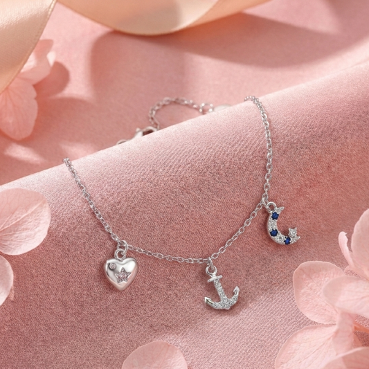 925 Silver Celestial & Sea Charm Trio Bracelet