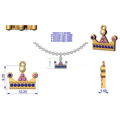 925 Silver Royal Tiara Charm Bracelet