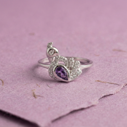 The Amethyst Peacock Plume Ring
