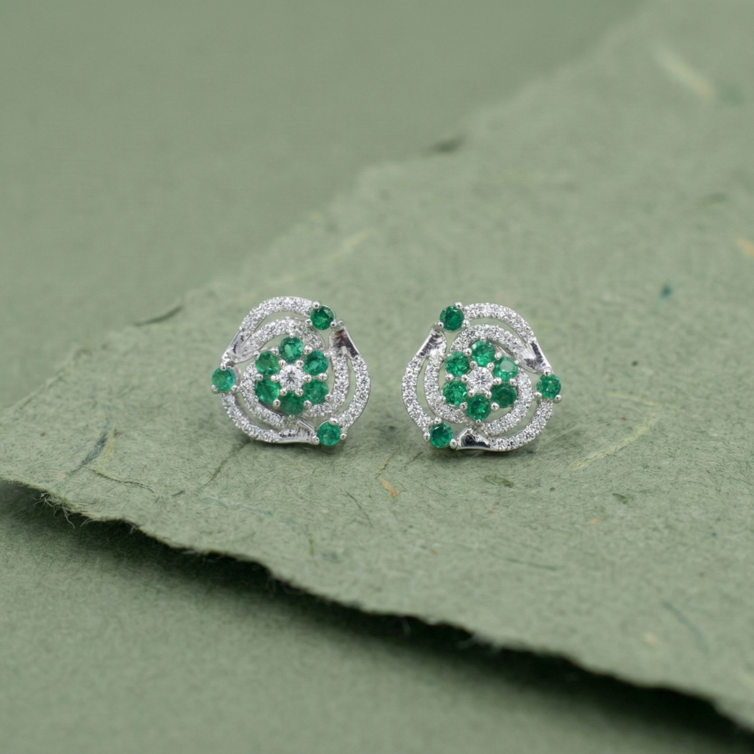 The Emerald Rose Swirl Earrings