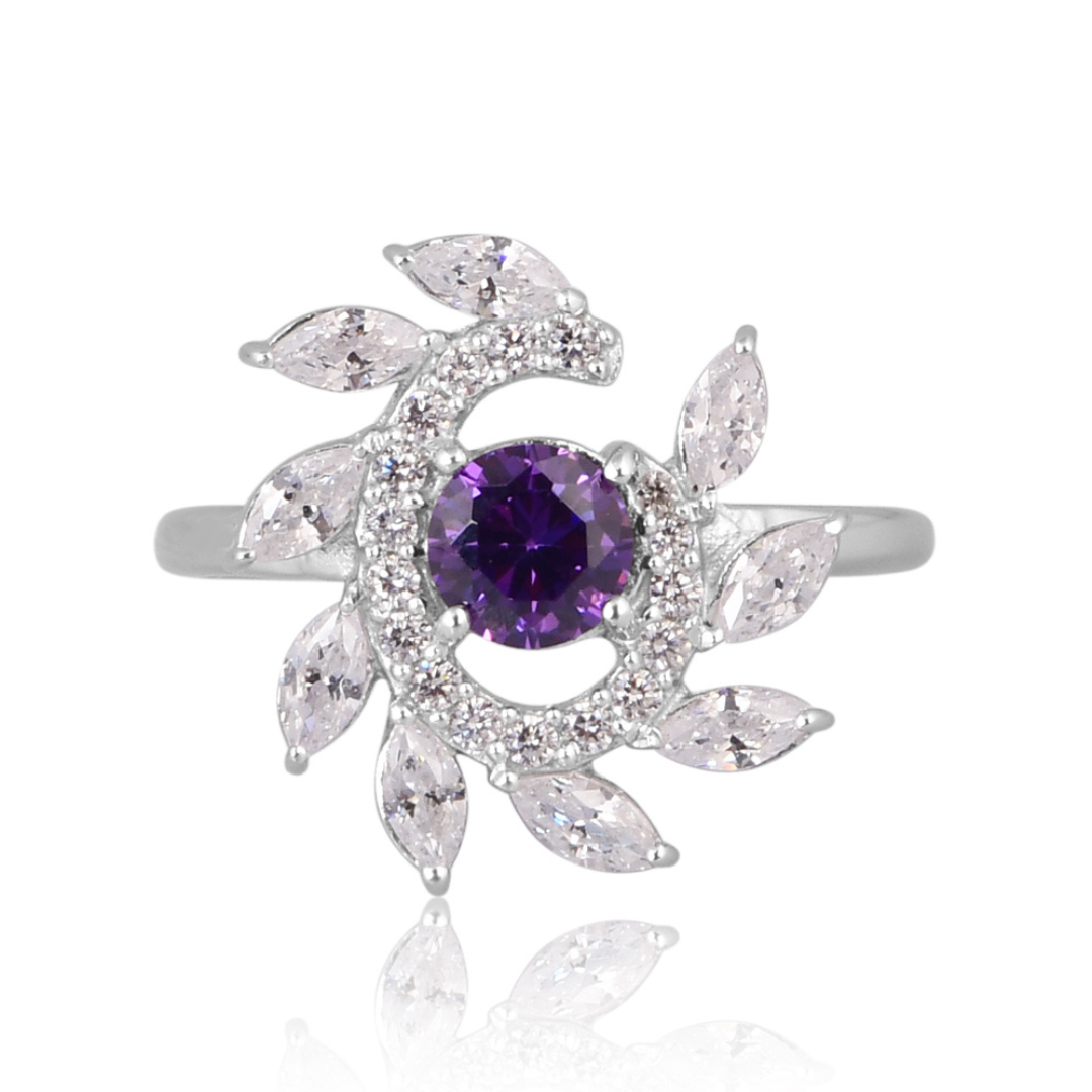 The Amethyst Solar Swirl Ring