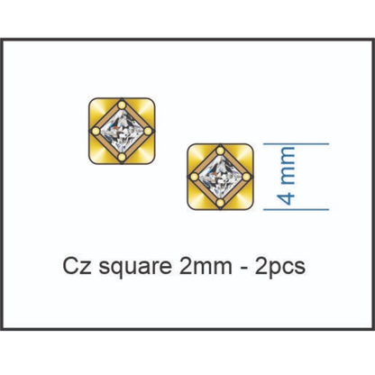 925 Silver Geometric Square Solitaire Stud