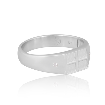 The Textured Quad Silver Band