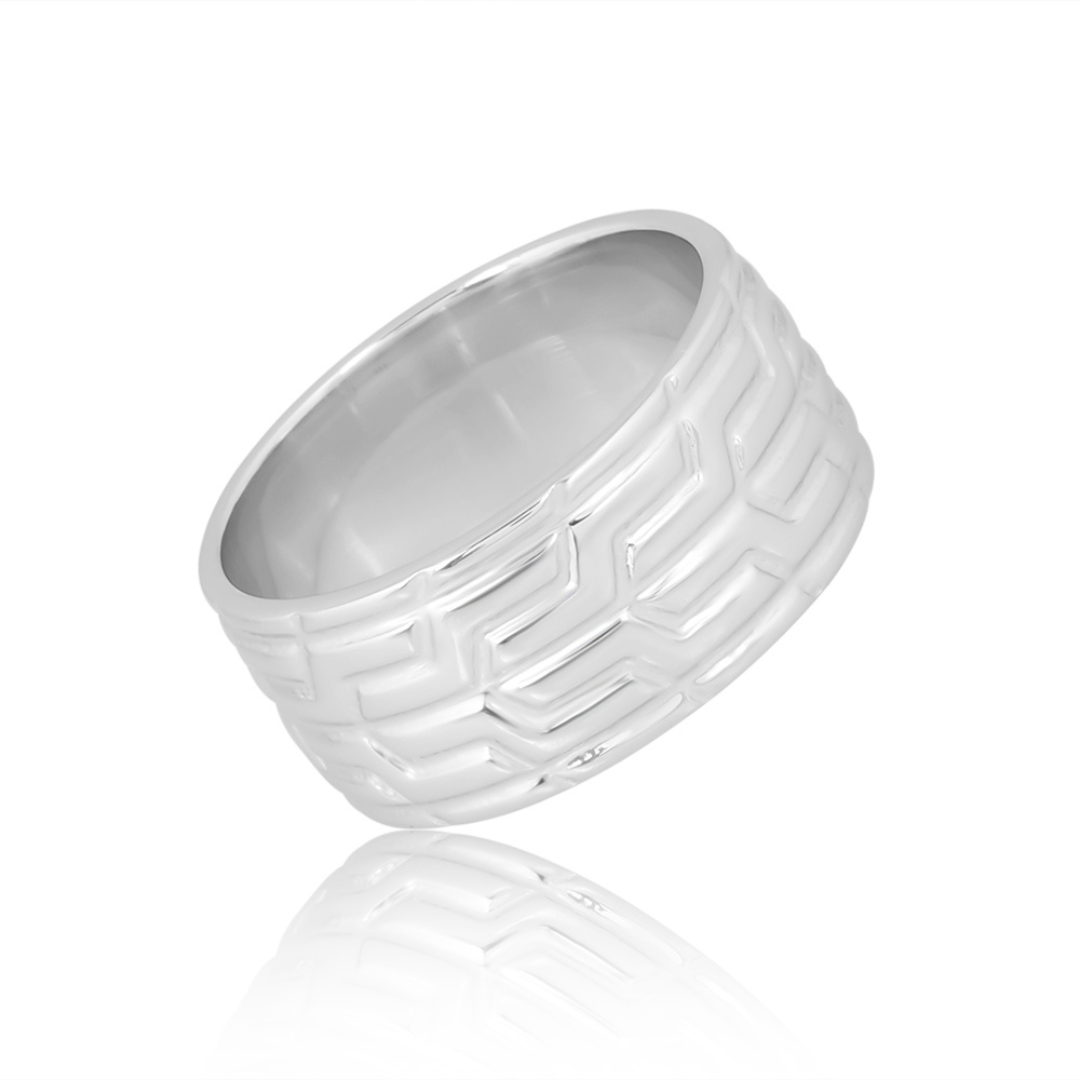 The Silver Tread Geometric Band