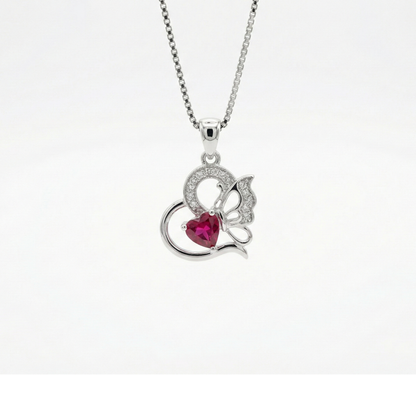 The Crimson Butterfly Heart Necklace