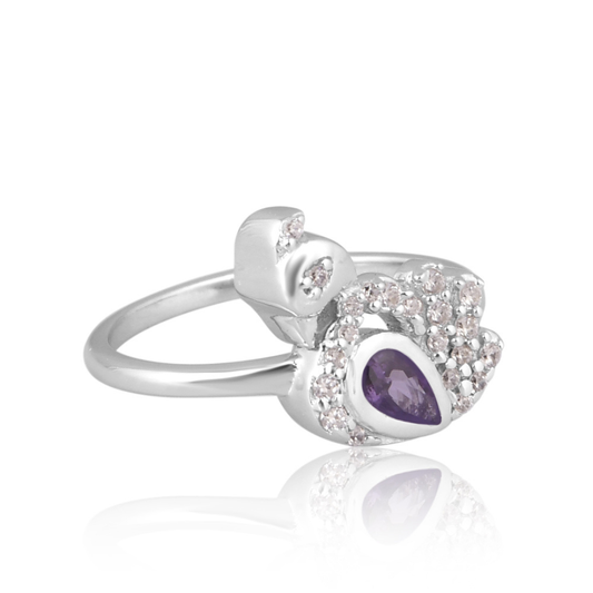 The Amethyst Peacock Plume Ring
