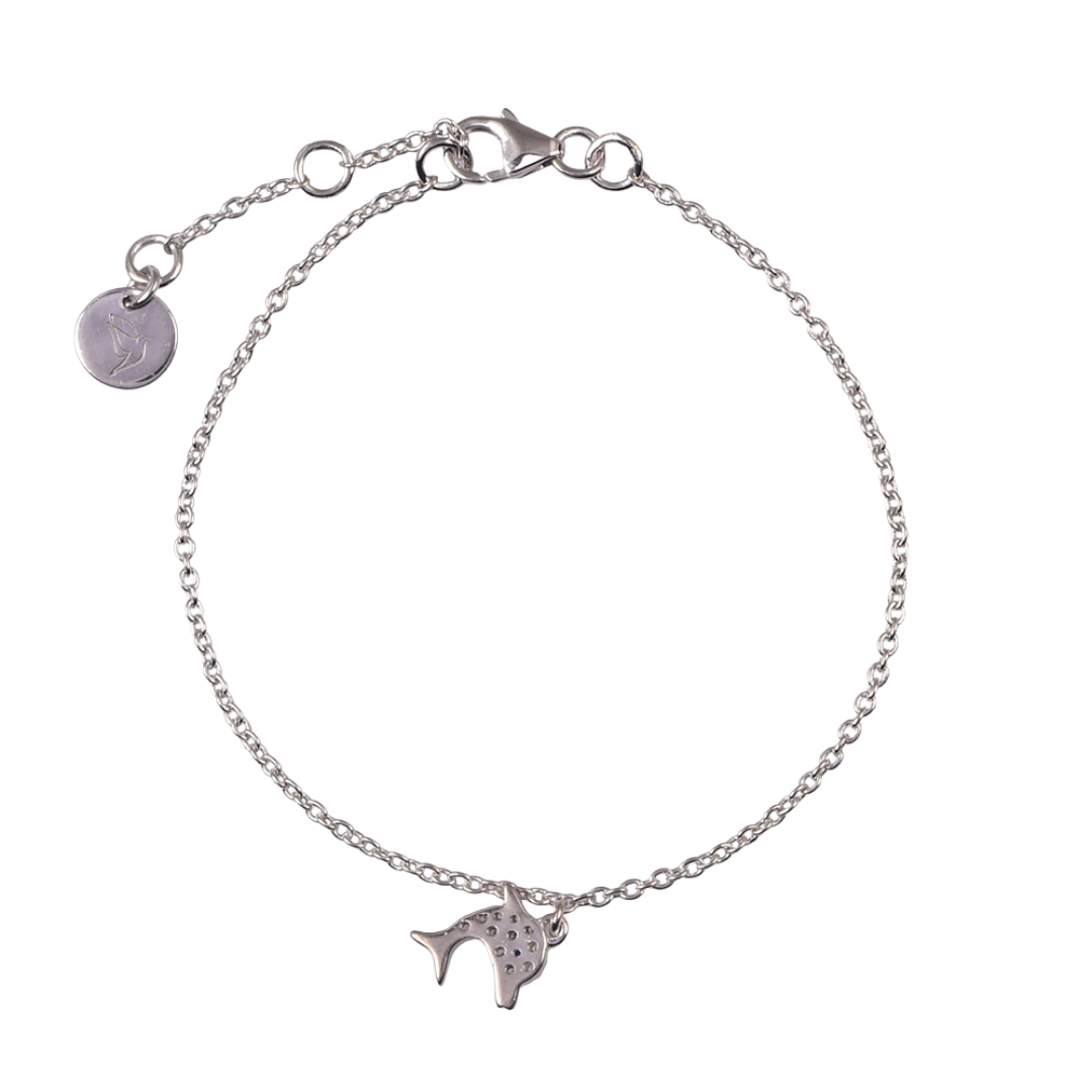 925 Silver Pink & Blue Dolphin Charm Bracelet