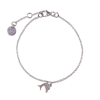 925 Silver Pink & Blue Dolphin Charm Bracelet