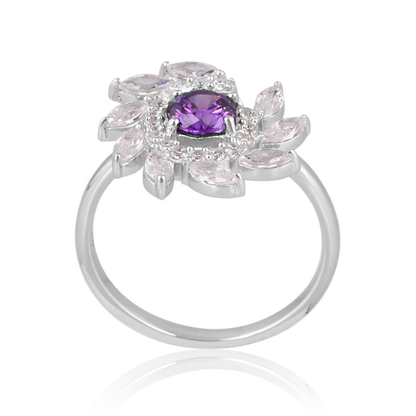 The Amethyst Solar Swirl Ring