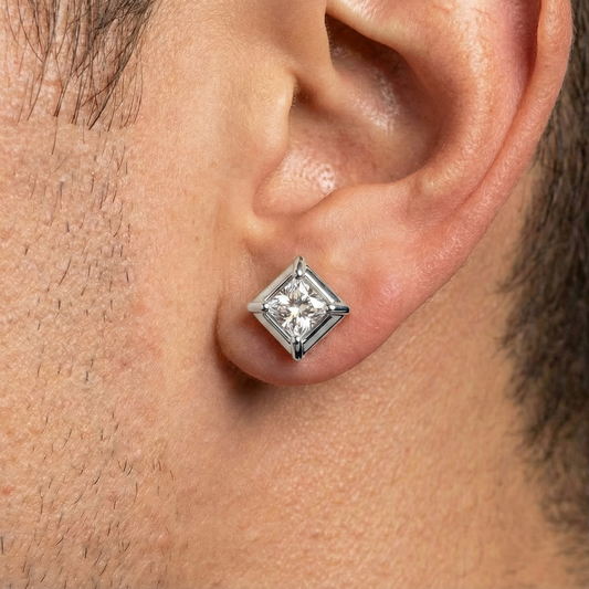 925 Silver Minimalist Square CZ Stud