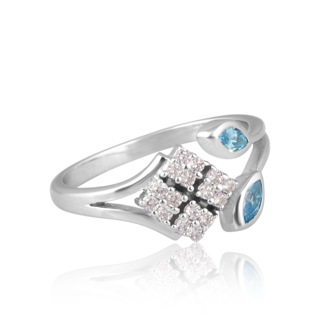 The Sky Blue Leaf Mosaic Ring