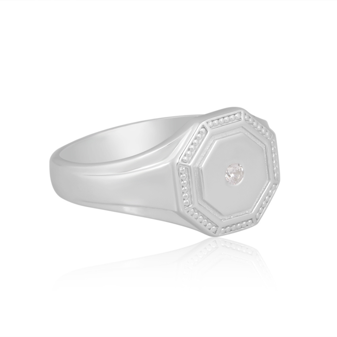 The Octagon Shield Signet Ring