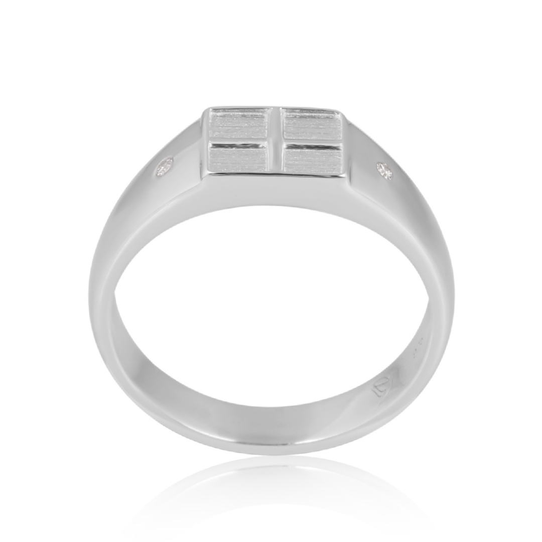 The Textured Quad Silver Band