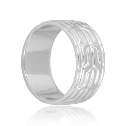 The Silver Tread Geometric Band