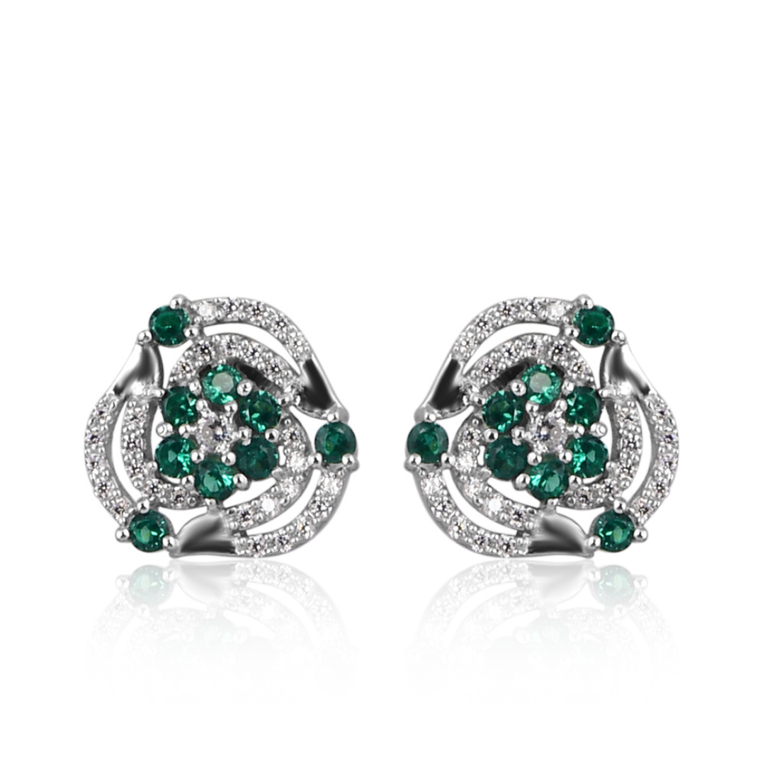 The Emerald Rose Swirl Earrings