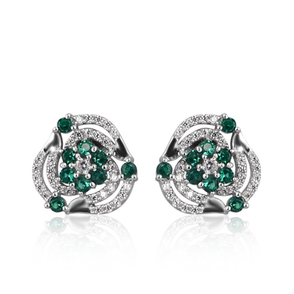 The Emerald Rose Swirl Earrings