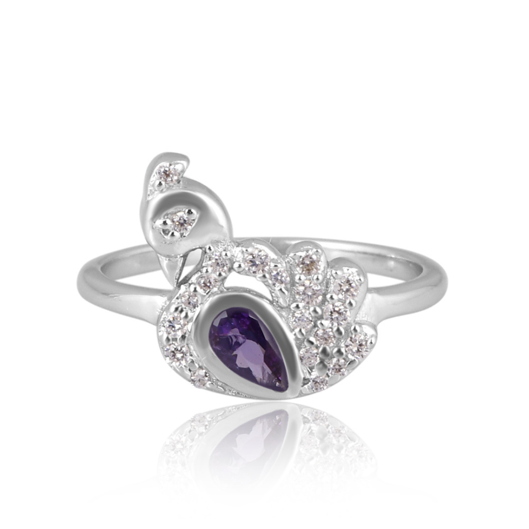The Amethyst Peacock Plume Ring