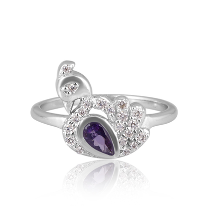 The Amethyst Peacock Plume Ring
