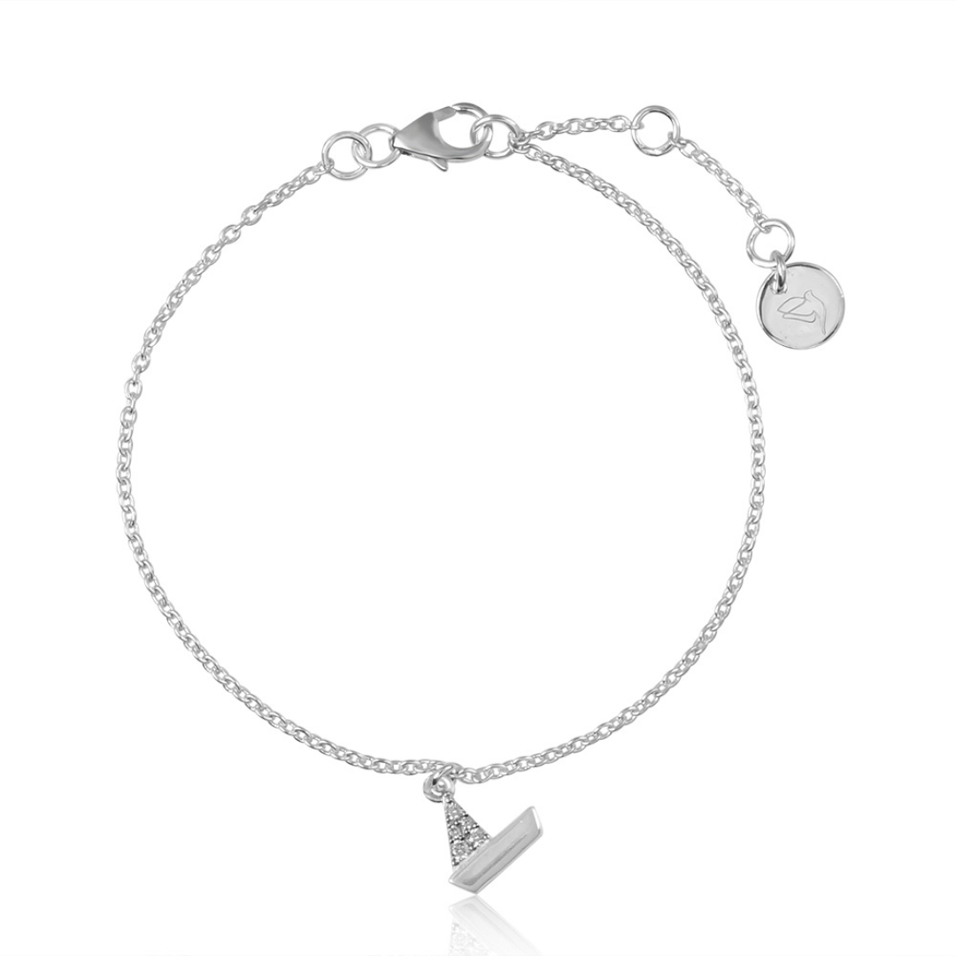 925 Silver Sparkling Paper Boat Bracelet