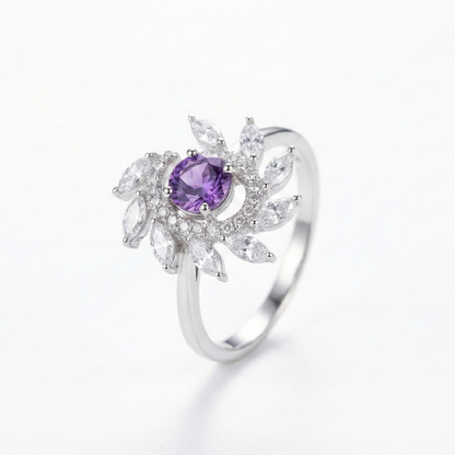 The Amethyst Solar Swirl Ring