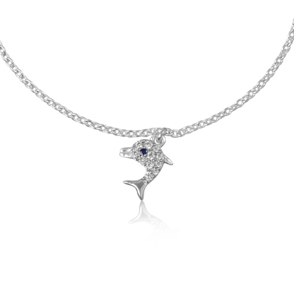 925 Silver Pink & Blue Dolphin Charm Bracelet