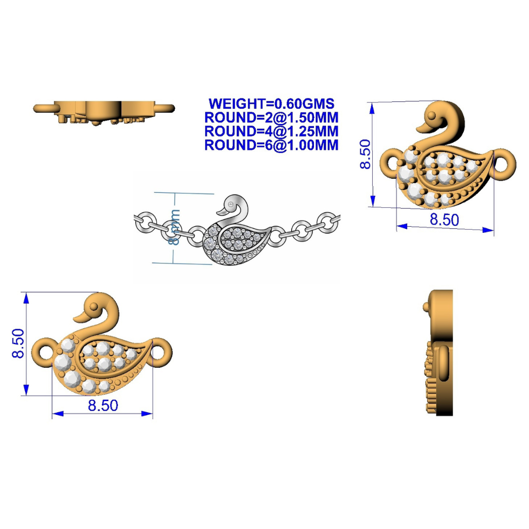 925 Silver Sparkling Cygnet Bracelet