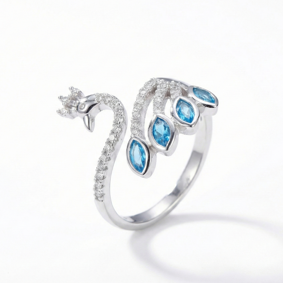 The Sky Blue Peacock Majesty Ring