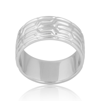 The Silver Tread Geometric Band