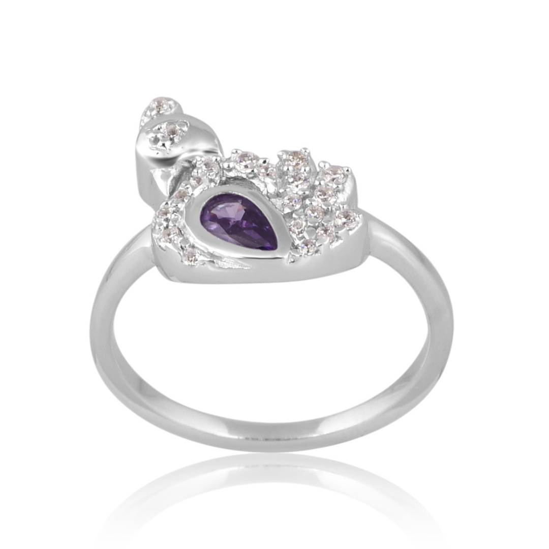 The Amethyst Peacock Plume Ring