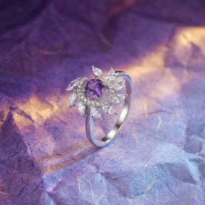 The Amethyst Solar Swirl Ring