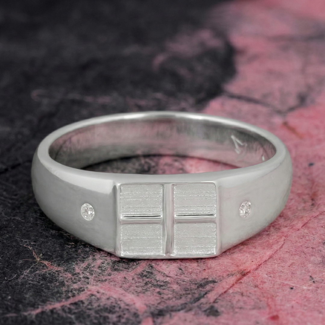 The Textured Quad Silver Band