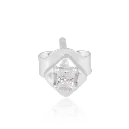 925 Silver Geometric Square Solitaire Stud