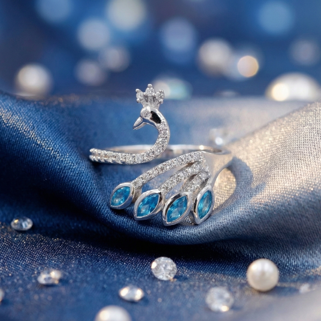 The Sky Blue Peacock Majesty Ring