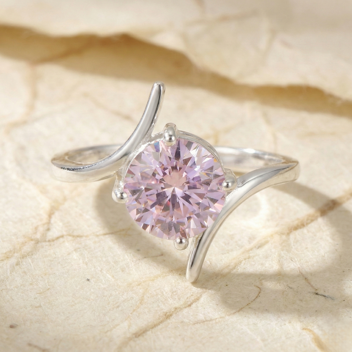 925 Silver Swirl Tension-Style Round Ring