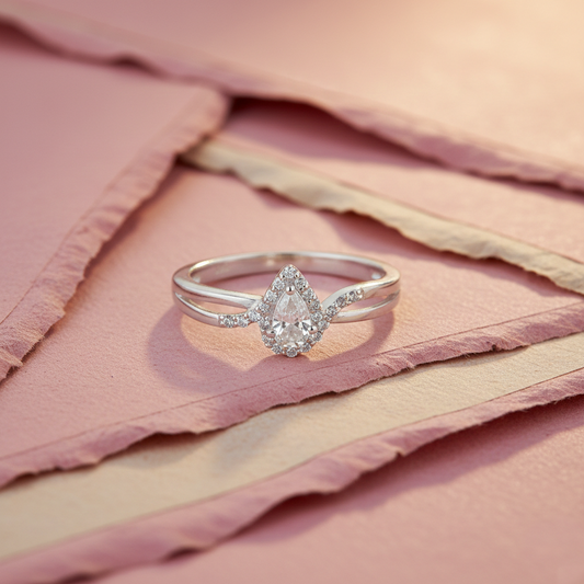 925 Silver Pear-Cut Dual Solitaire with Pavé Band