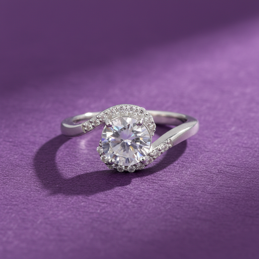 925 Silver Double Pear Statement Ring with Pavé Accents