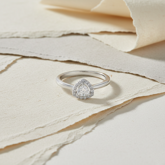 925 Silver Trillion-Cut Solitaire with Round Accent Halo