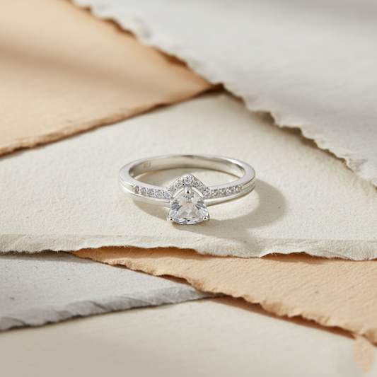 925 Silver Trillion Solitaire with V-Shaped Accent Gallery
