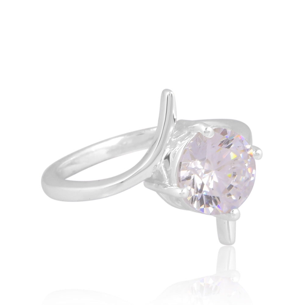 925 Silver Swirl Tension-Style Round Ring