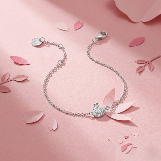 925 Silver Sparkling Cygnet Bracelet